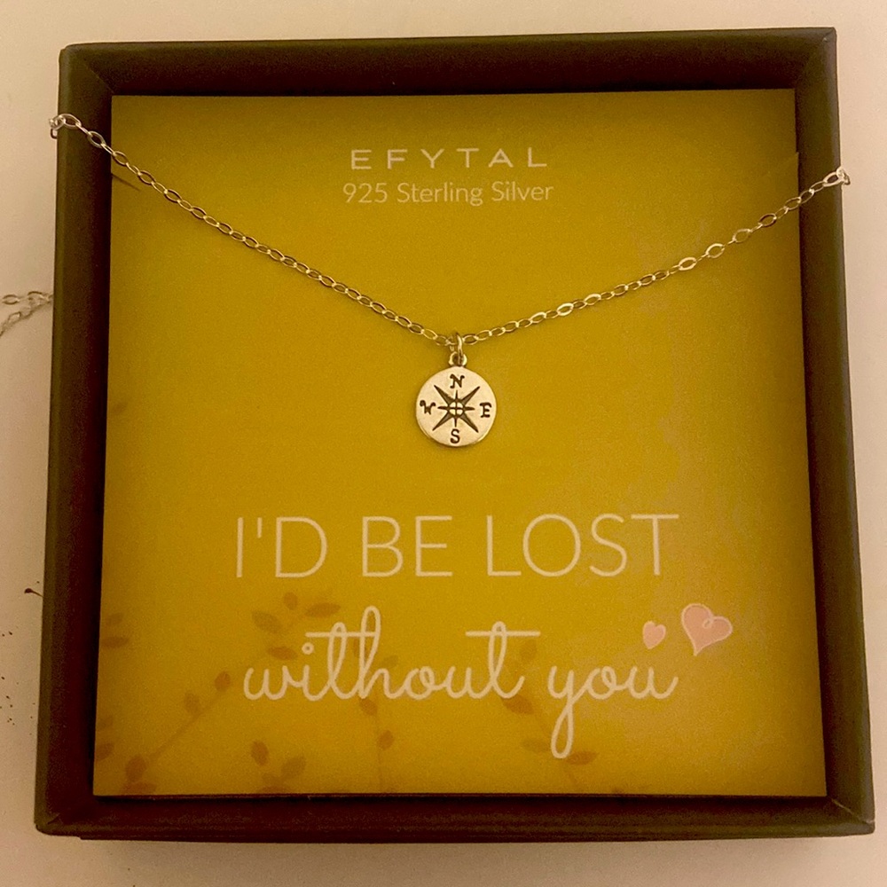Sterling Silver Compass Necklace